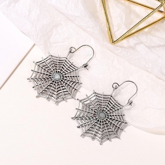 Any 2/$20! Silver Spider Web Ear Wire Earrings - Picture 4 of 10